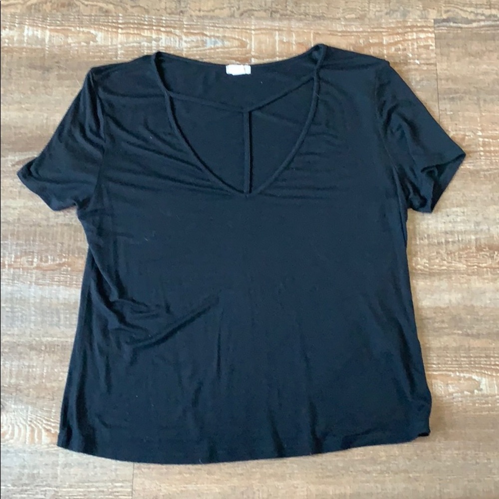 Soft black tee with neck detail